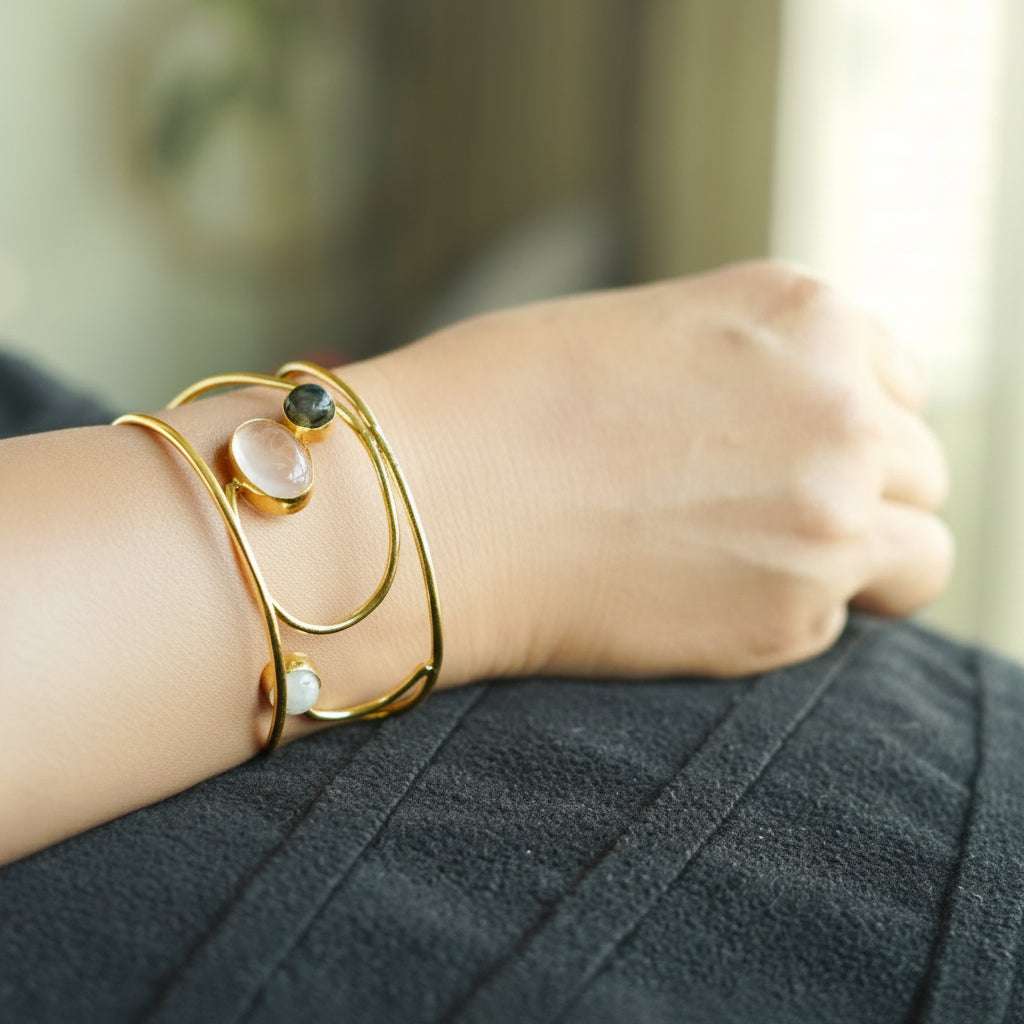 The Heraian Swirl  Rose Quartz Kada