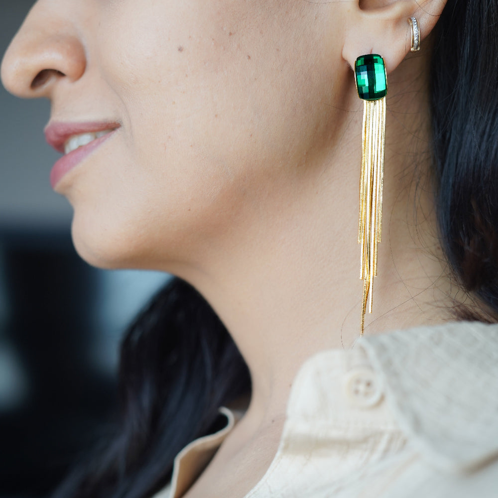 The Emerald Fringe Earrings