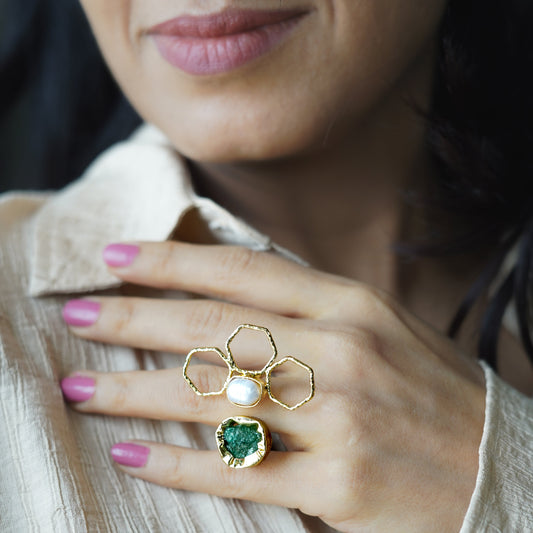 Artisan Bloom Green Jade Ring