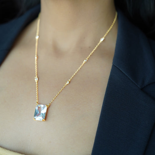 The Solis Aura Quartz Prism Pendant