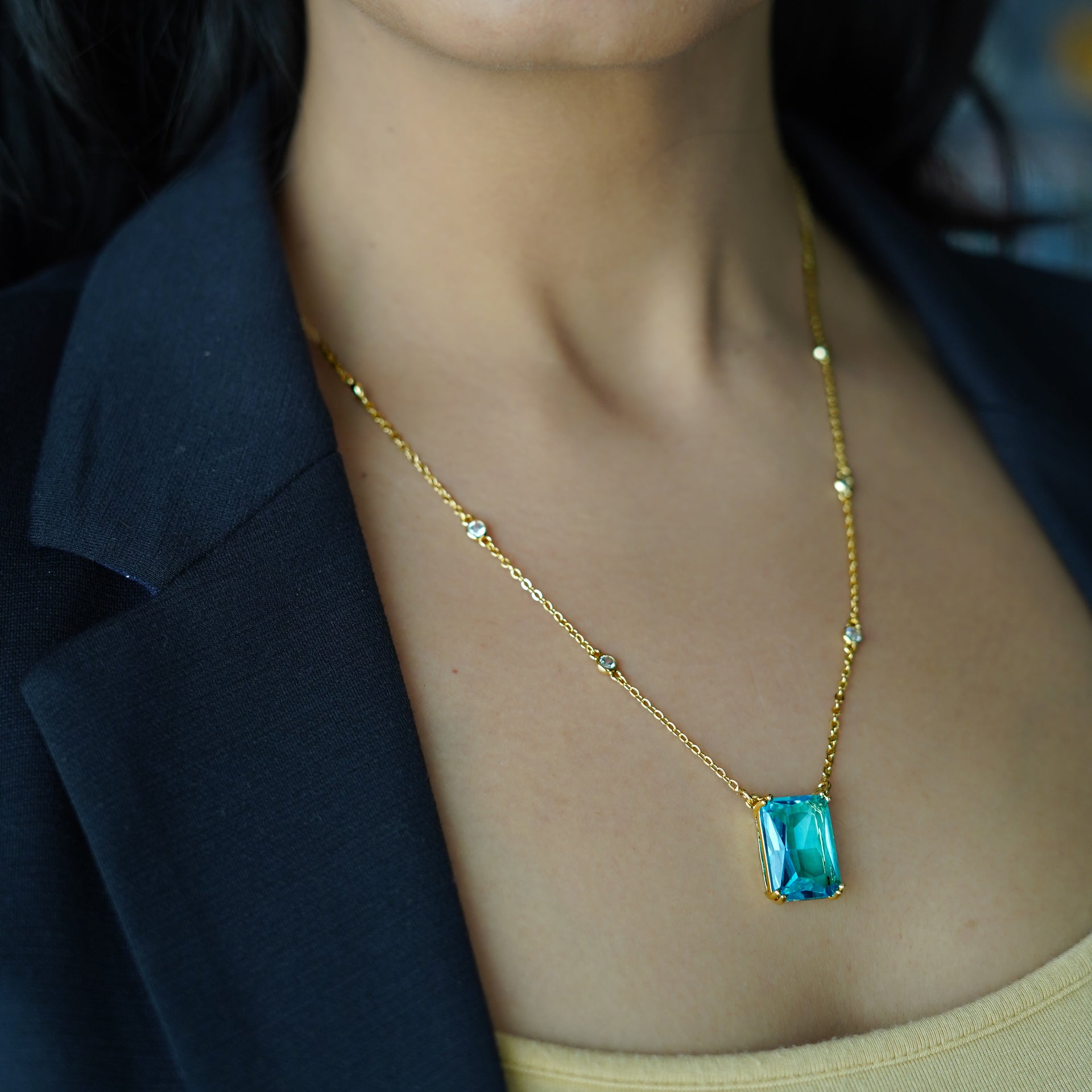 The Solis Azure Blue Prism Pendant