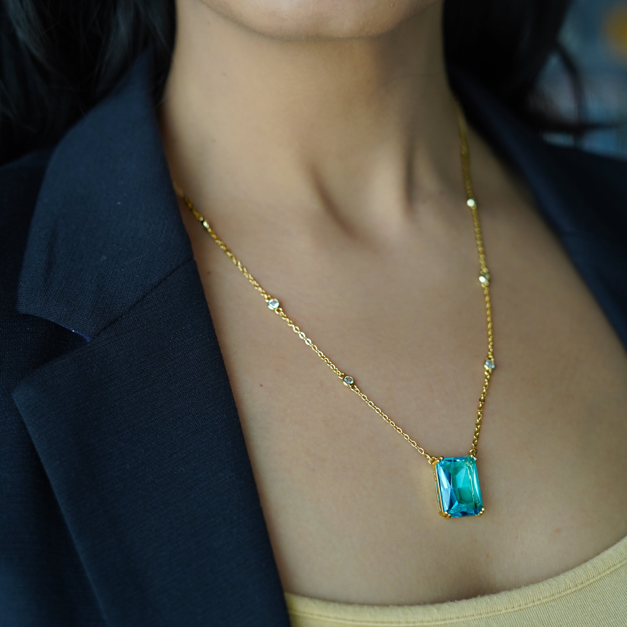 The Solis Azure Blue Prism Pendant