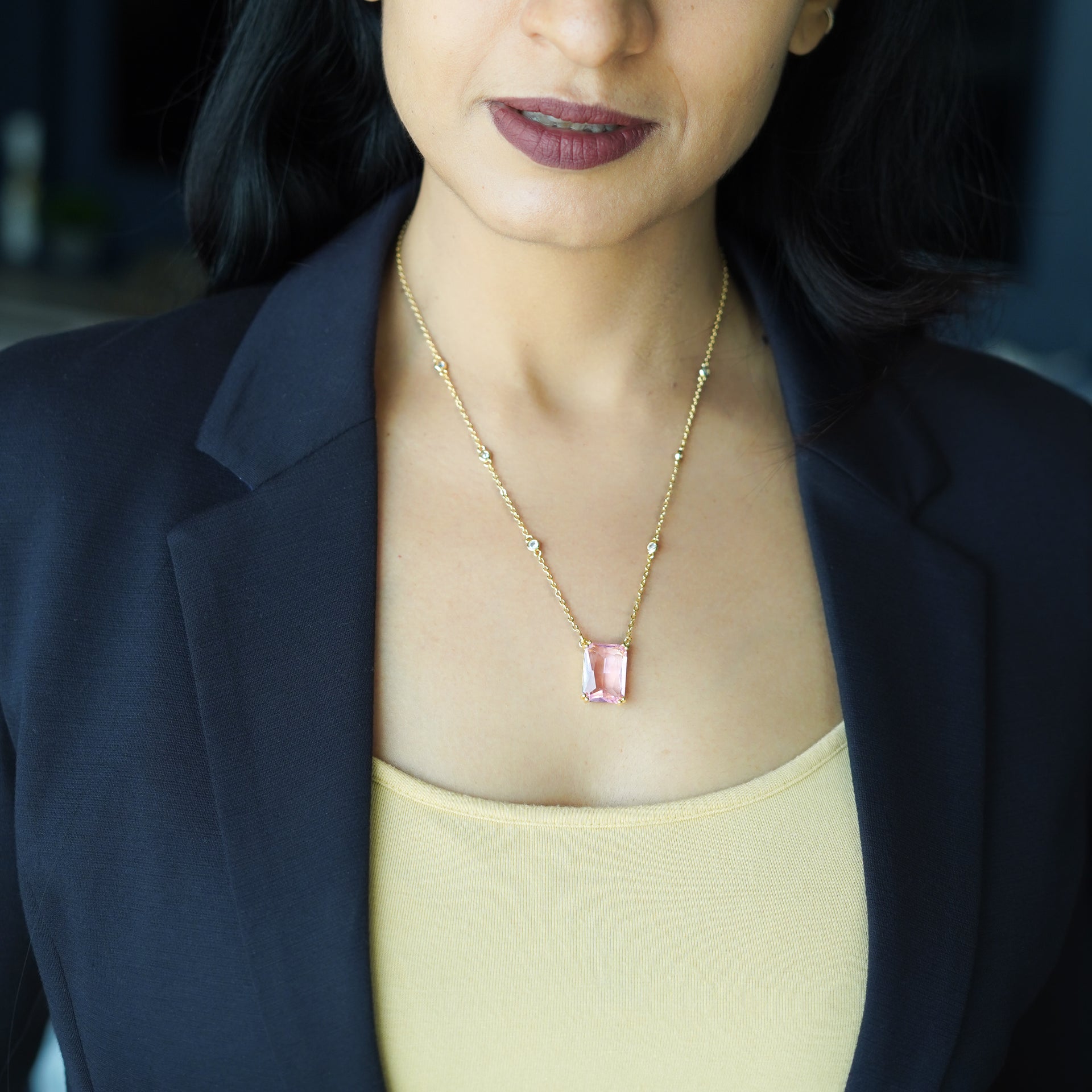 The Solis Champagne Pink Prism Pendant