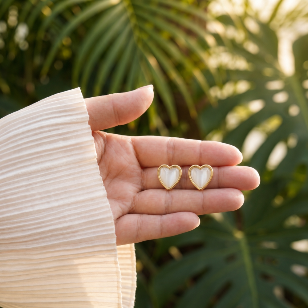 Ivory Heart Studs