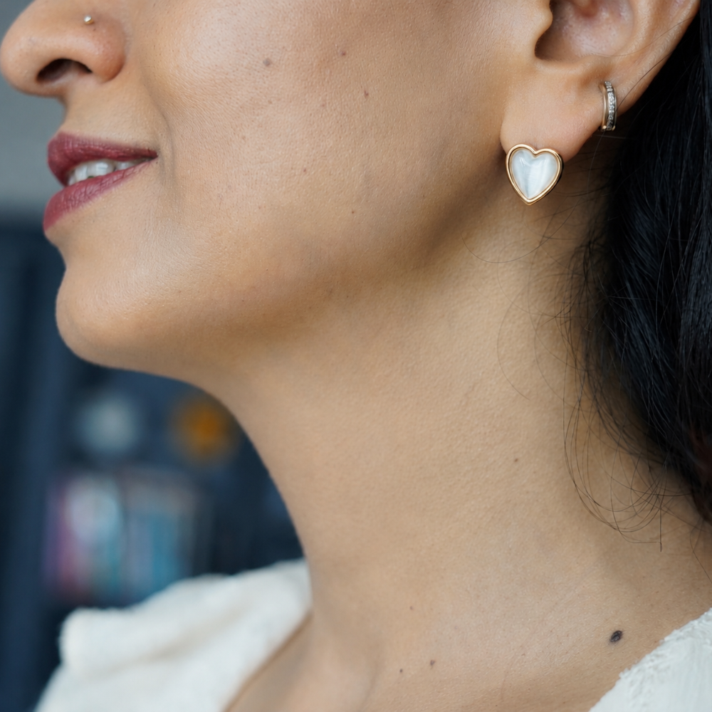 Ivory Heart Studs