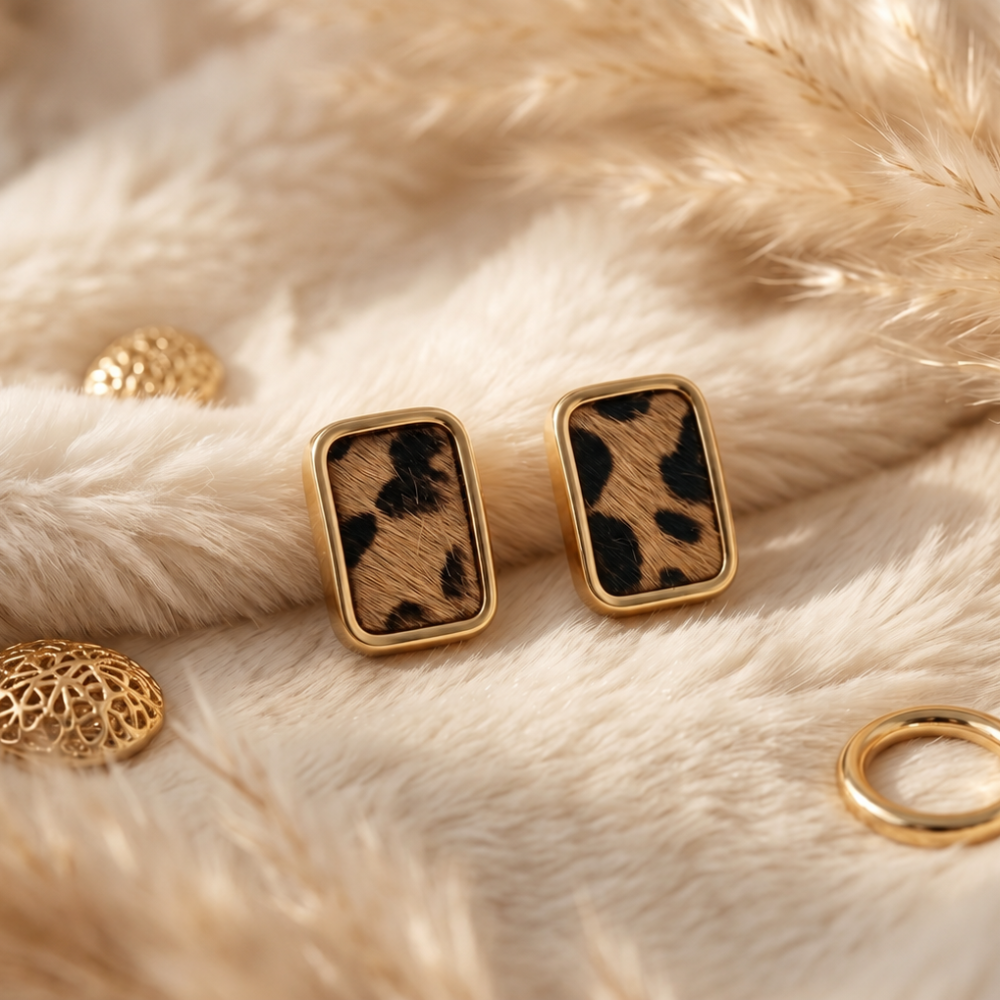 Noir Leopard Studs