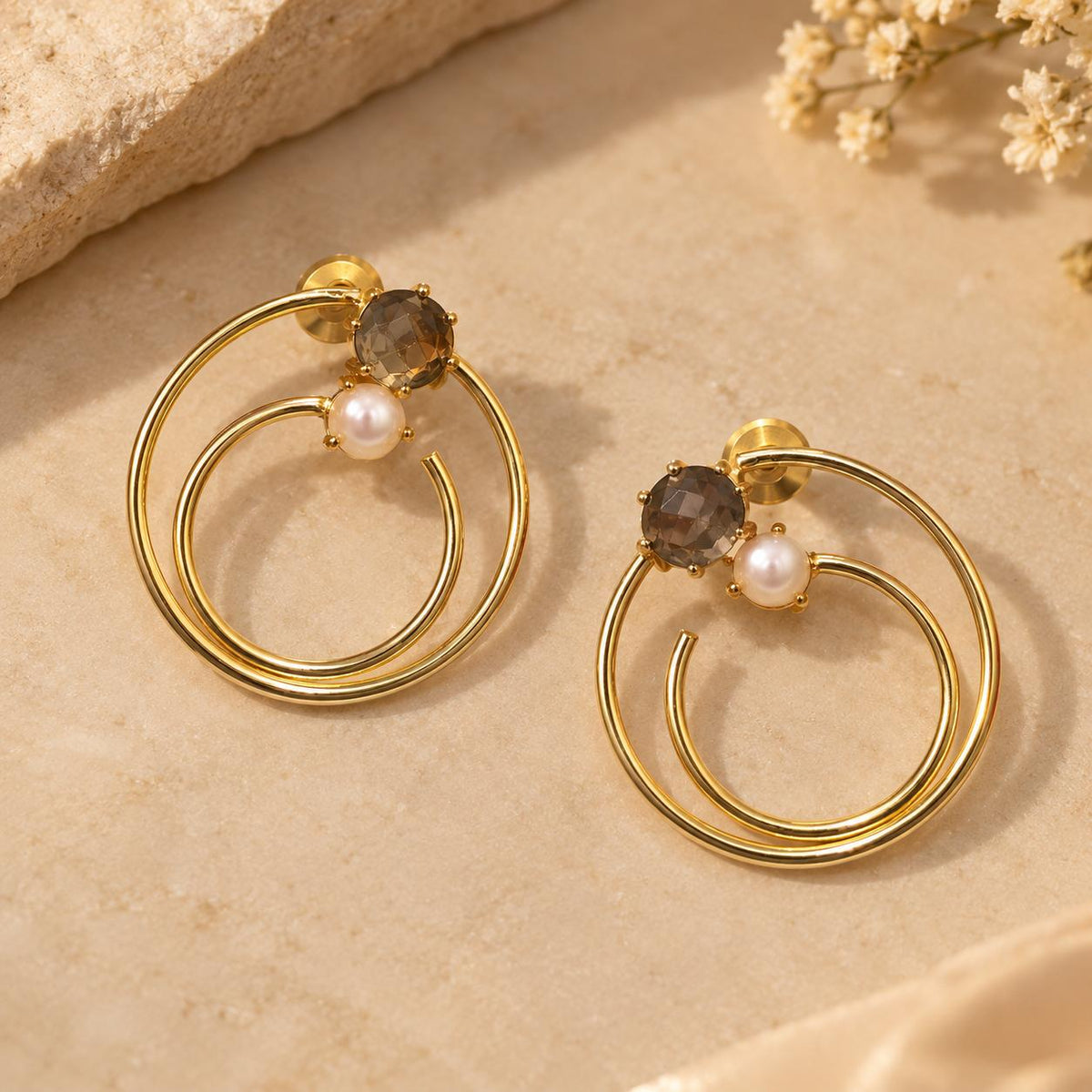 Smoky Mossanite Pearl Earrings