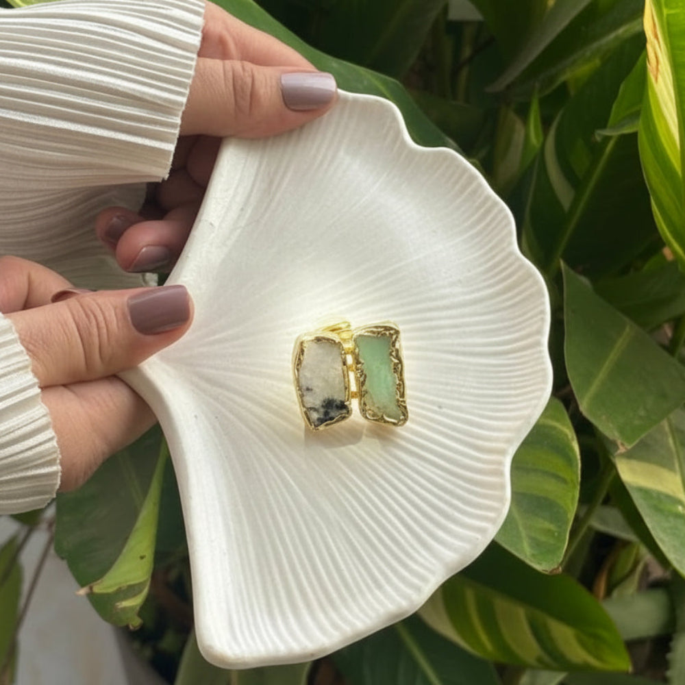 The Juno Dual-Stone Ring Amazonite with Moonstone