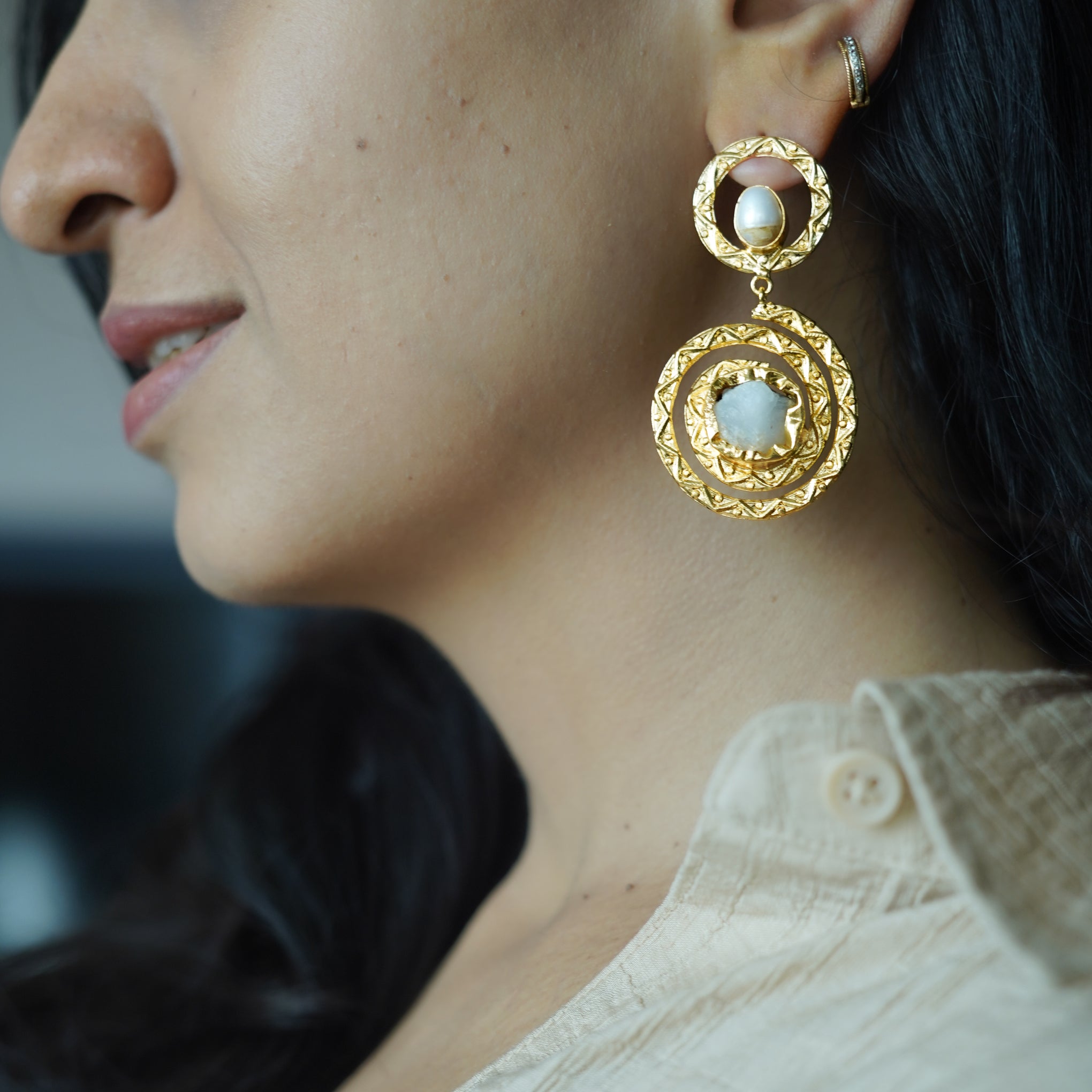 Moonstone Spiral Earrings