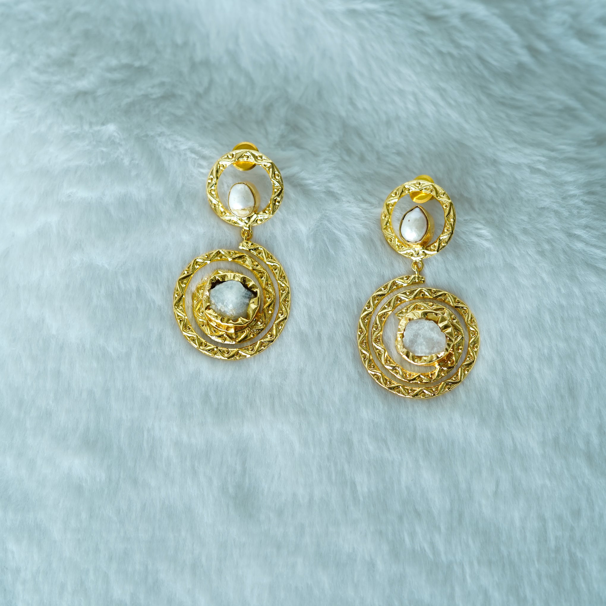 Moonstone Spiral Earrings