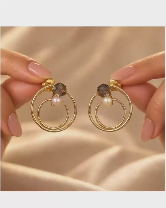 Smoky Mossanite Pearl Earrings
