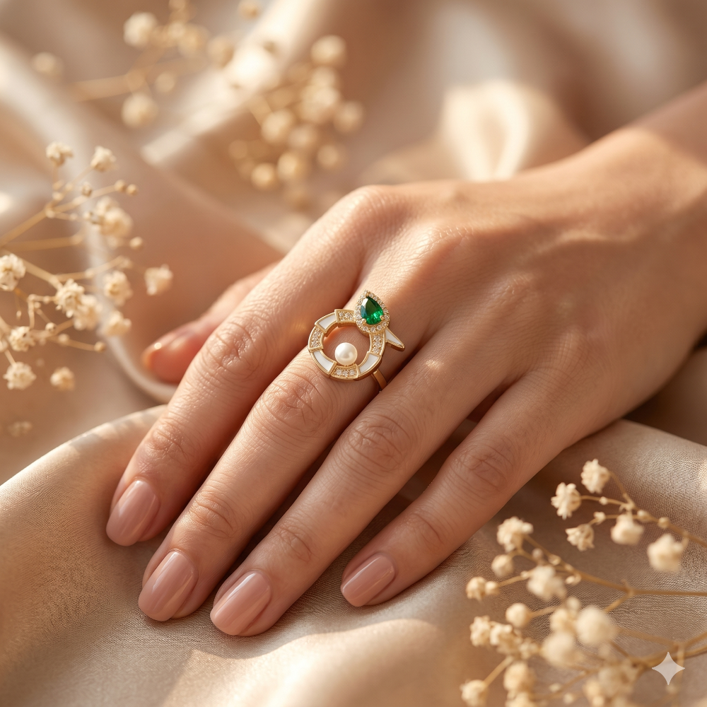 The Empress Emerald Halo Ring