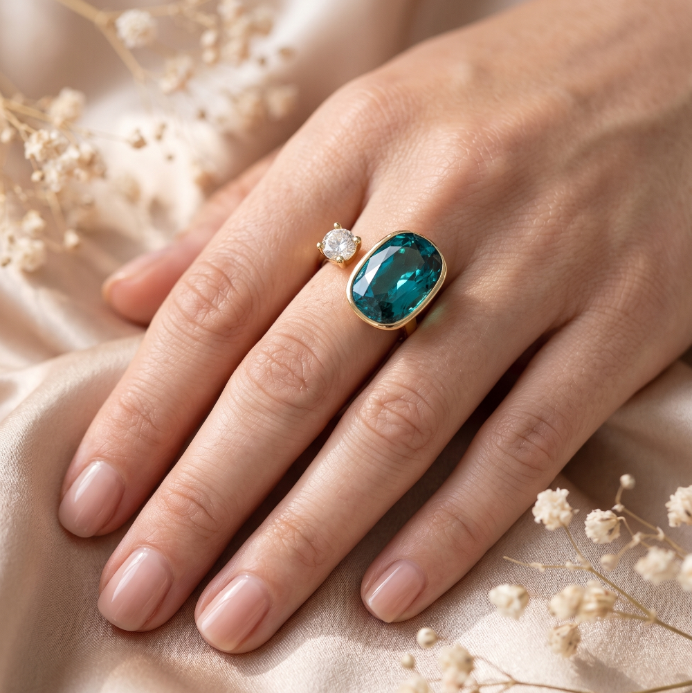 The Azure Teal Cocktail Ring