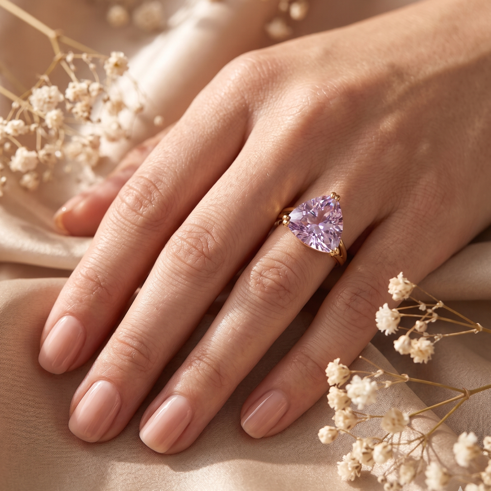 The Amethyst Trillion Statement Ring