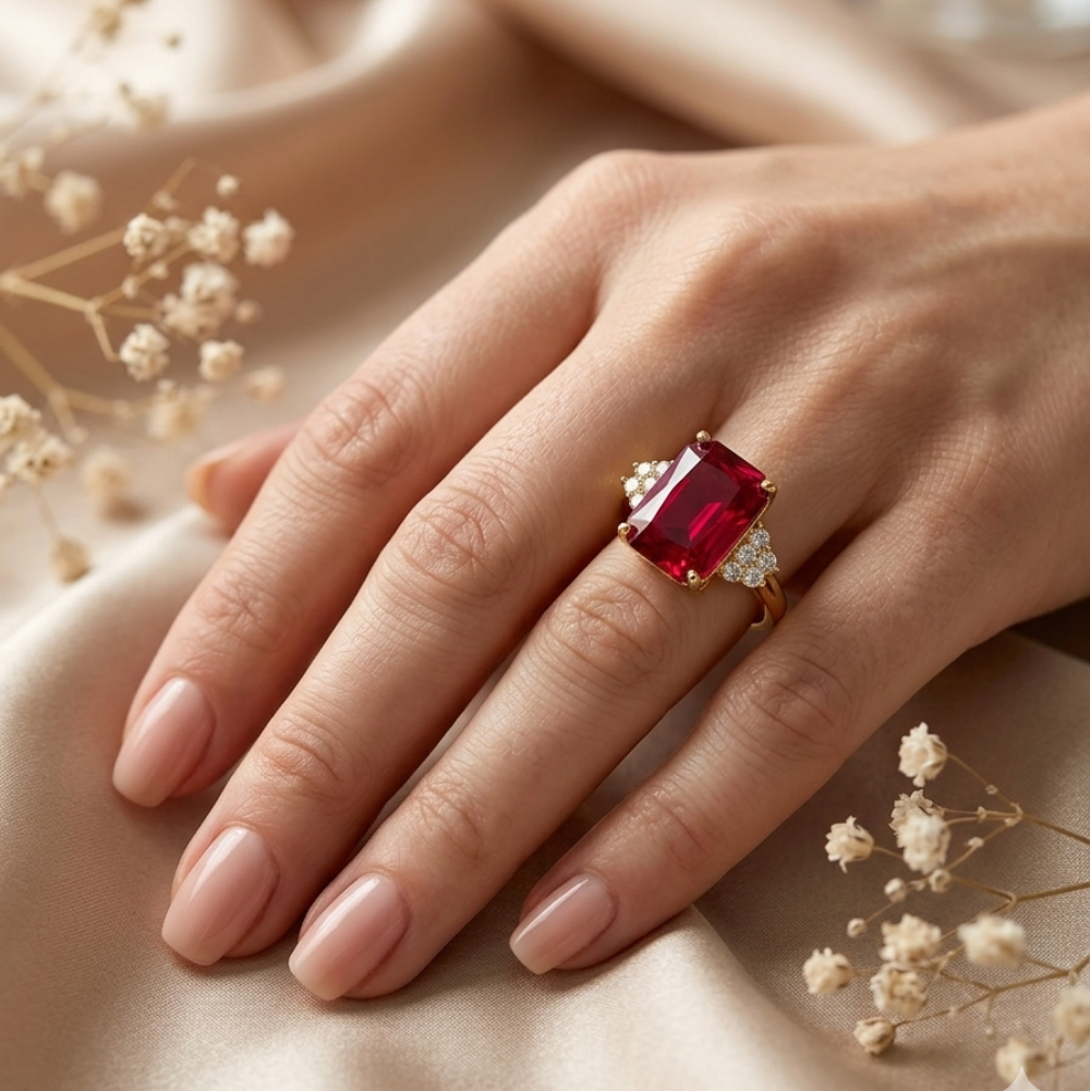 The Crimson Empress Cocktail Ring