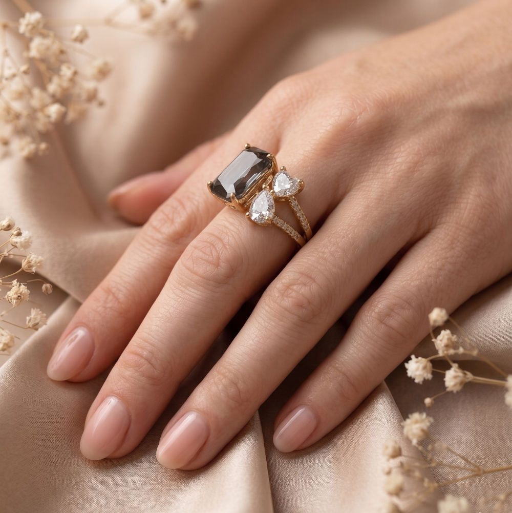 The Noir & Crystal Asymmetric Ring